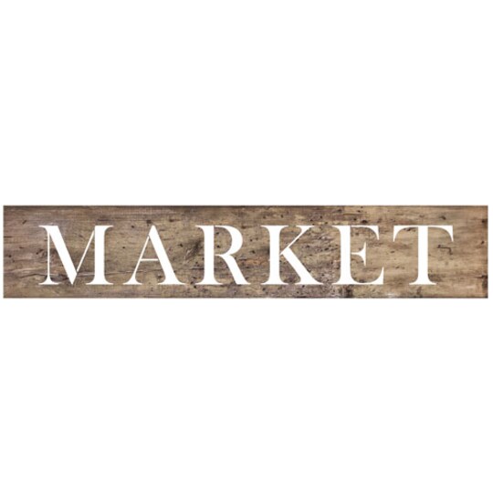 Designer Stencils; 37-Inch Market Wall Stencil | 3794 by Designer Stencils | Word & Phrase Stencils | Reusable Art Craft Stencils for Painting on Walls, Canvas, Wood | Reusable Plastic Paint Stencil for Home Makeover | Easy to Use & Clean Art Stencil; Category:Word & Phrase Stencils; Image:1